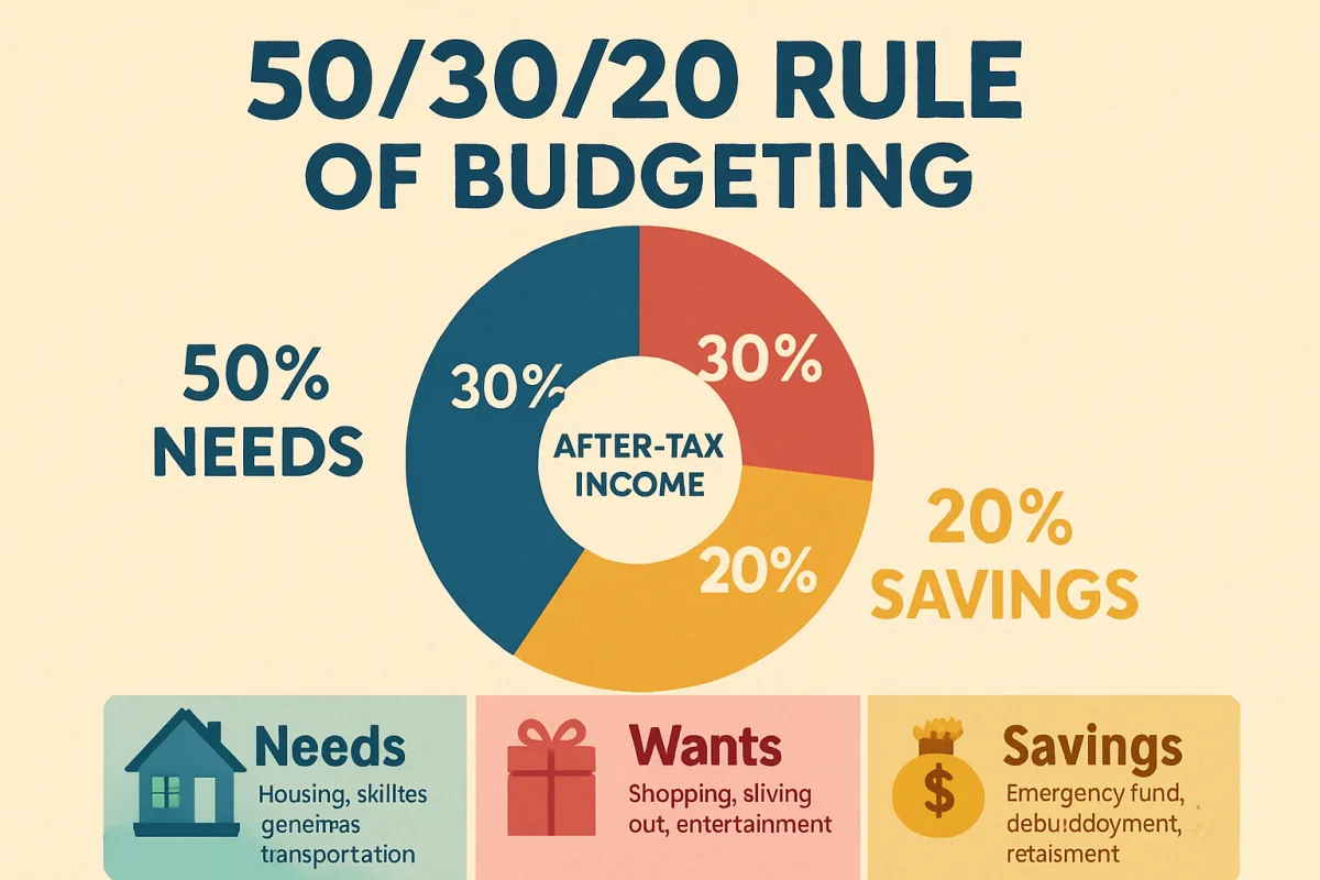 Infographic of the 50/30/20 rule budgeting