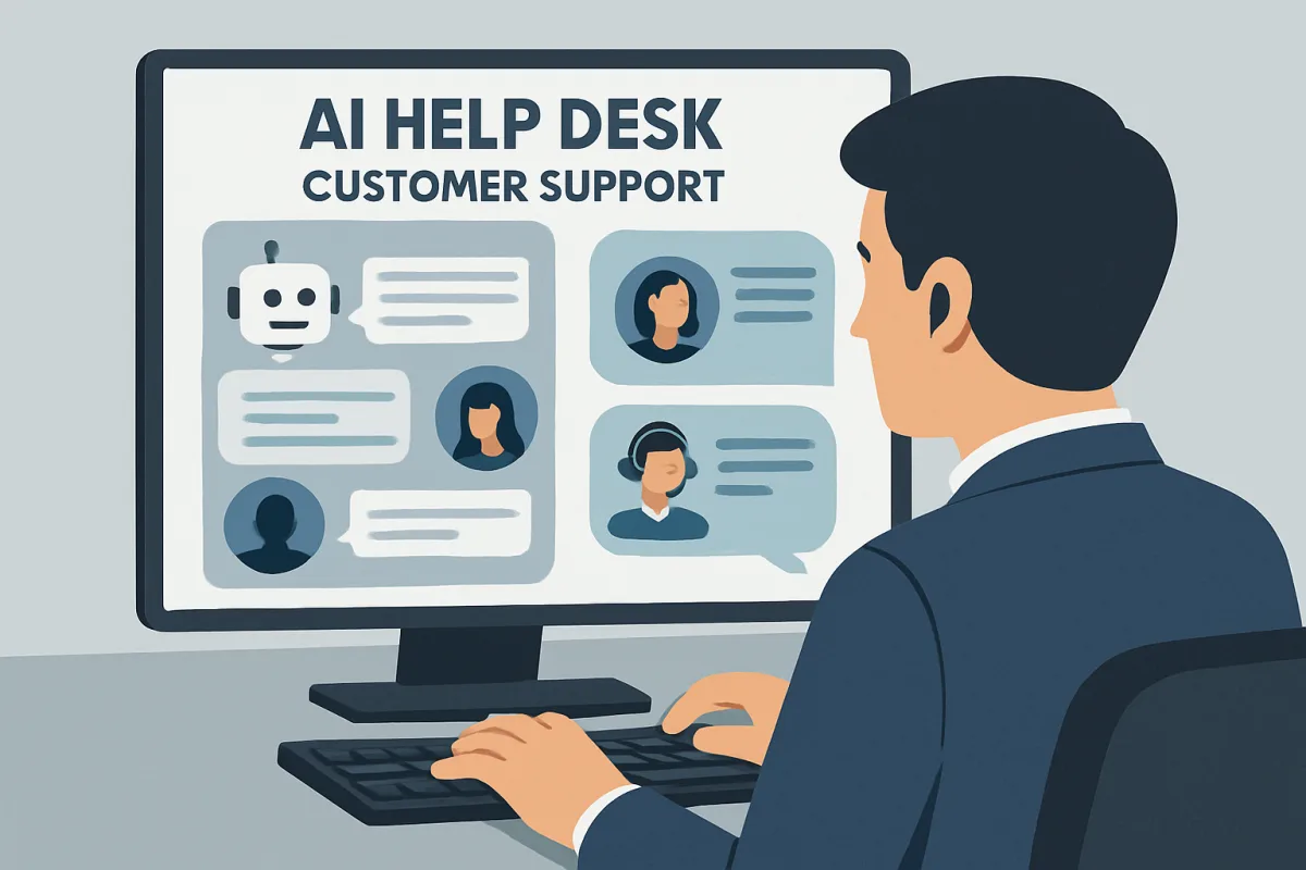 AI Help Desk Customer Support interface with chatbots