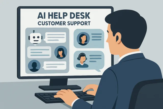 AI Help Desk Customer Support interface with chatbots