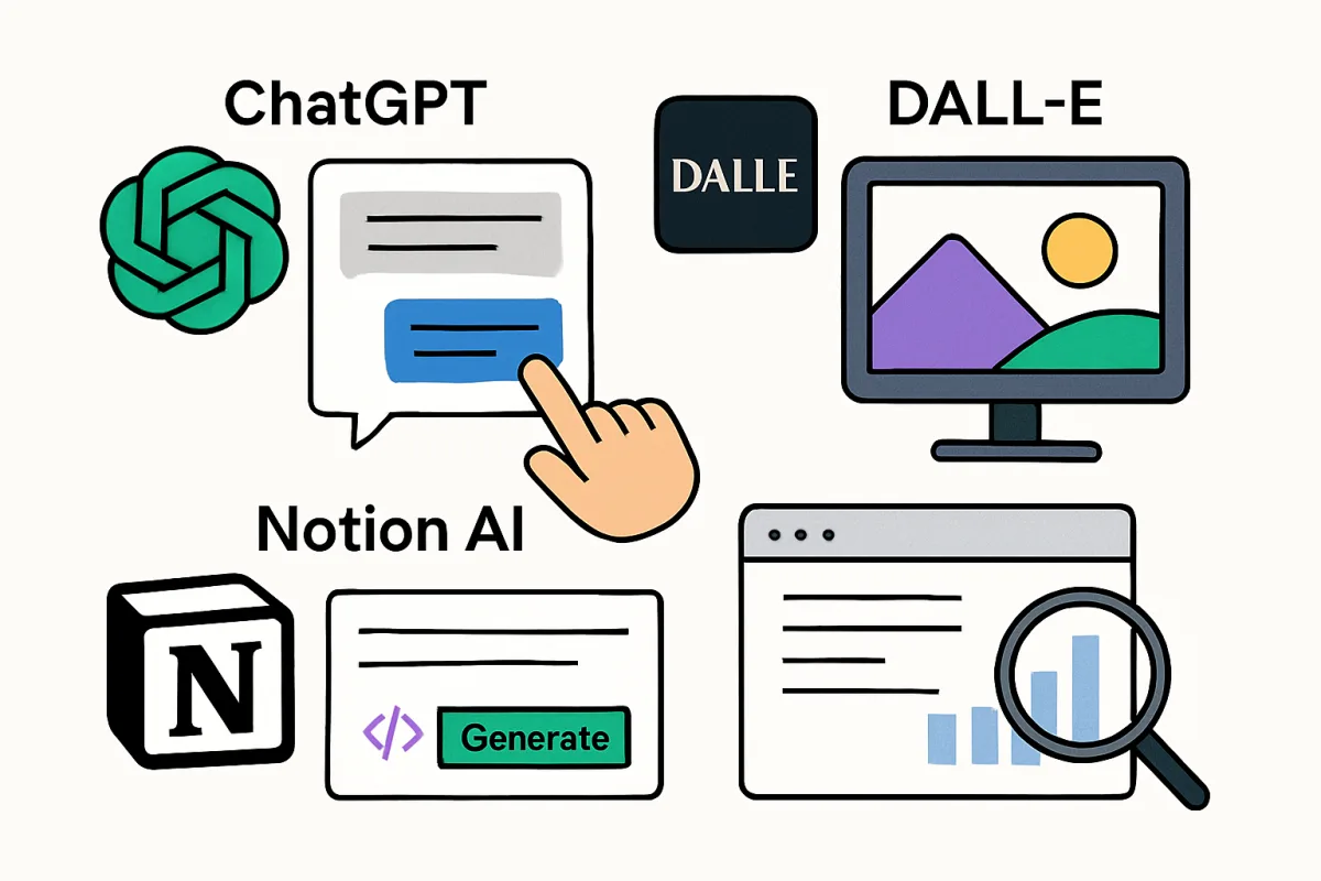 AI tools like ChatGPT, DALL-E, and Notion AI
