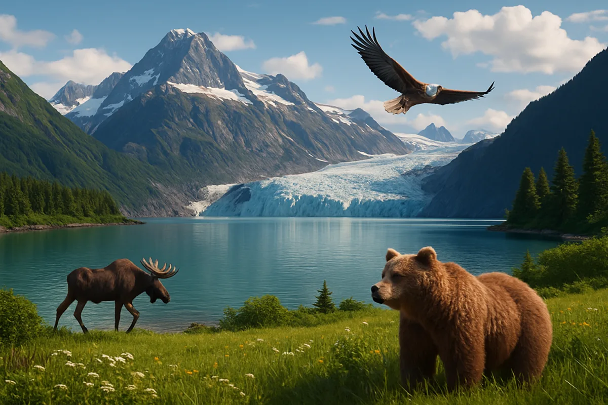 Alaska Travel Guide landscape with mountains and glaciers