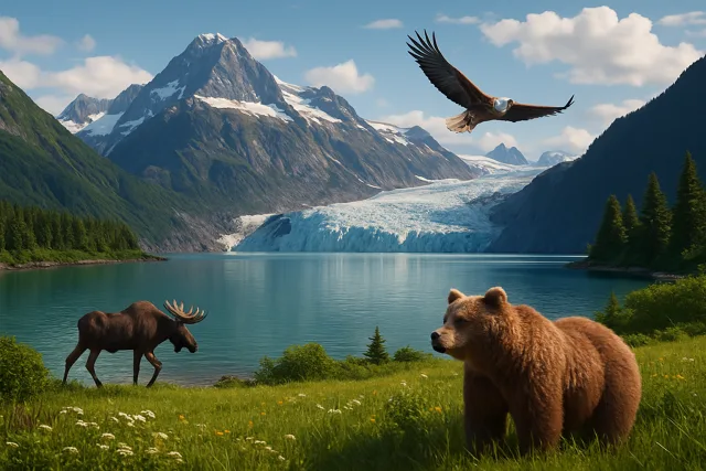 Alaska Travel Guide landscape with mountains and glaciers