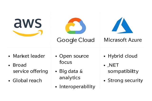 Comparison of AWS, GCP, and Azure cloud services