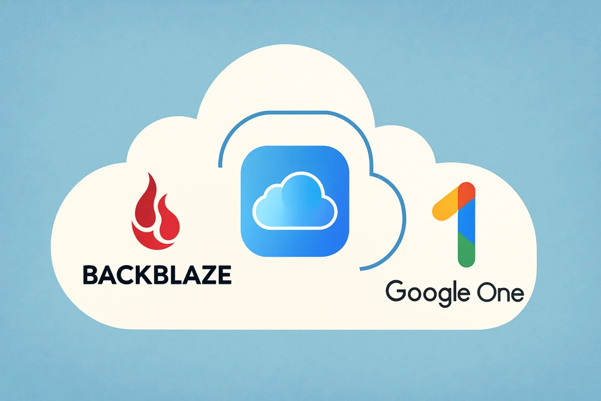 Comparison of Backblaze, iCloud, and Google One cloud storage services