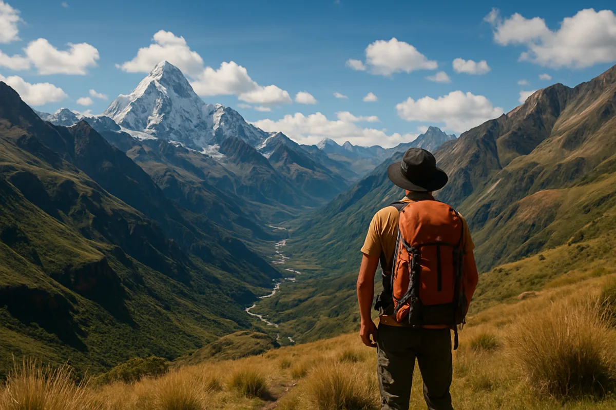 Backpacking in South America with scenic Andes mountains