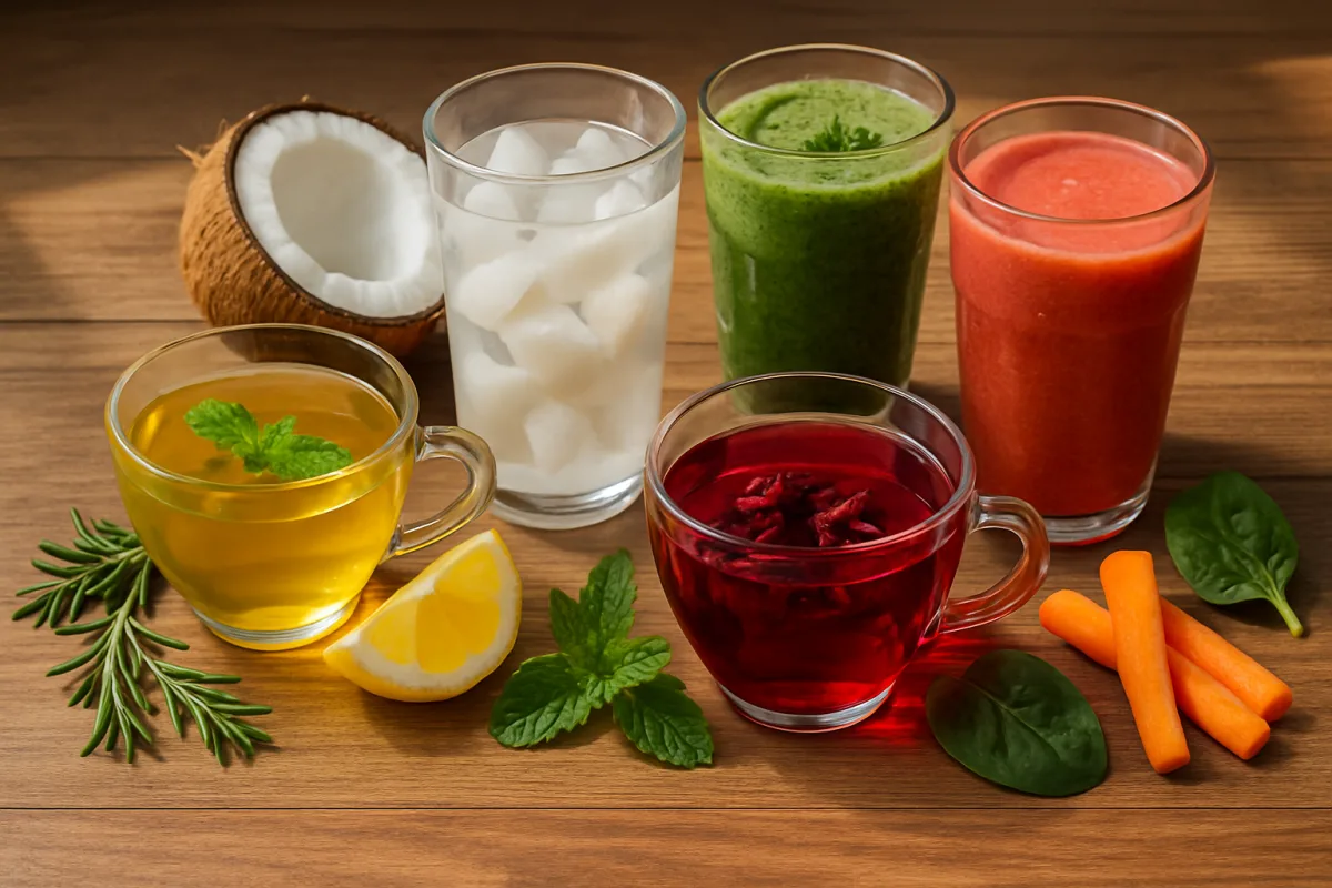 Alternatives to energy drinks including herbal teas and smoothies