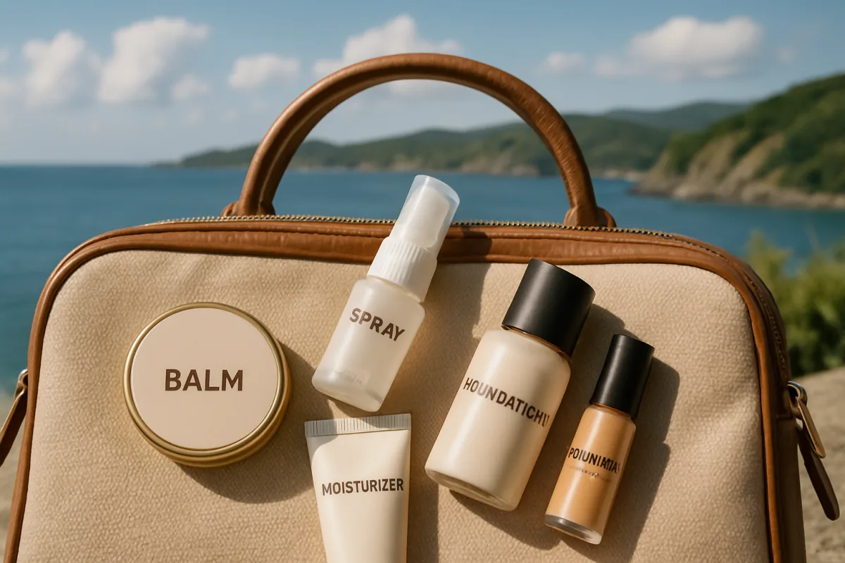 Best beauty products for travel in a stylish arrangement