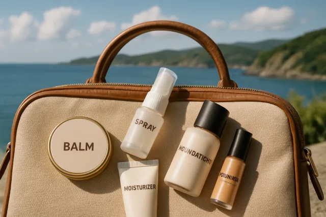 Best beauty products for travel in a stylish arrangement