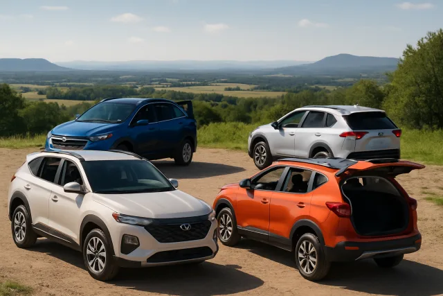 Budget friendly SUVs in a scenic setting