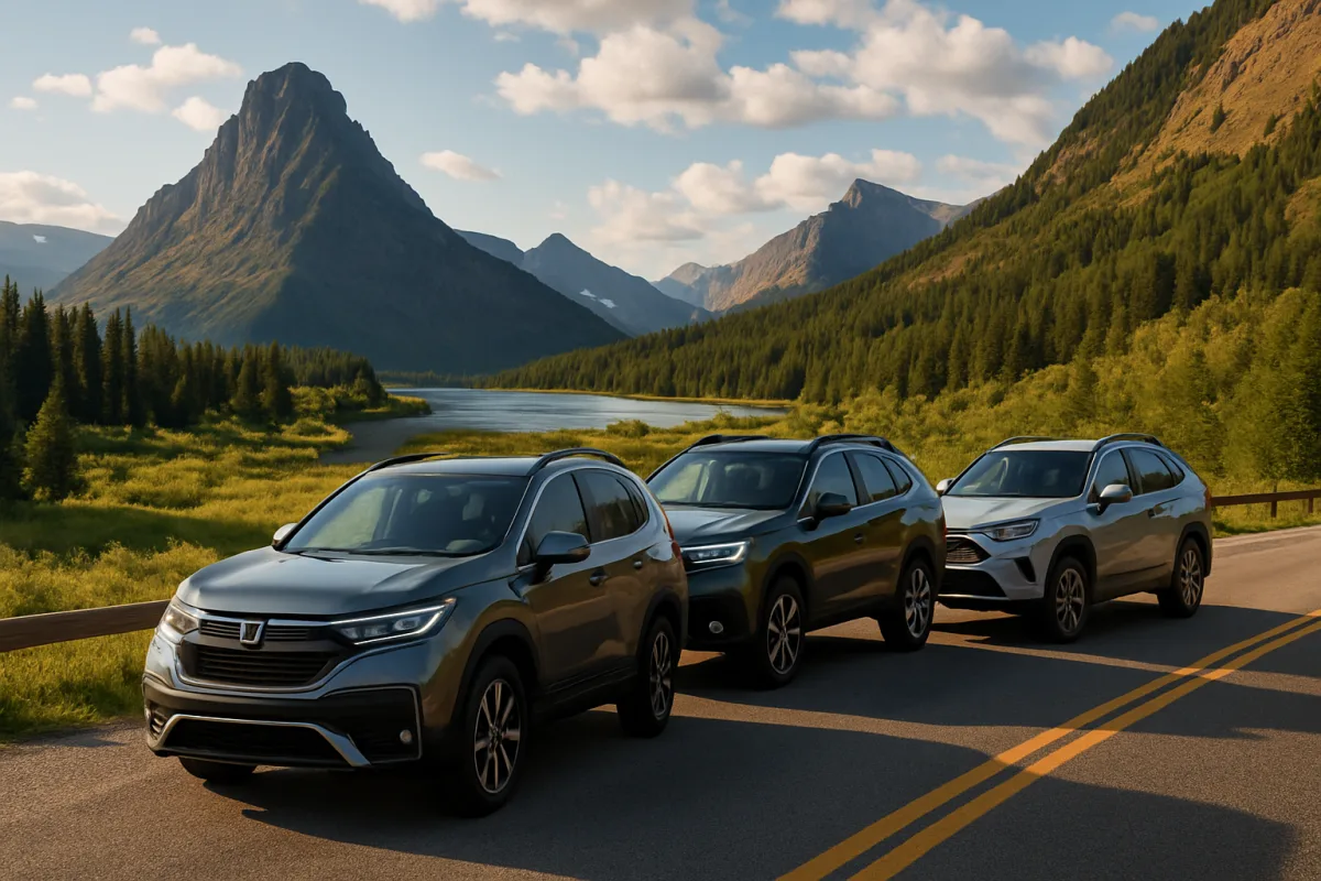 Best cars for long road trips featuring Honda CR-V, Subaru Outback, and Toyota RAV4