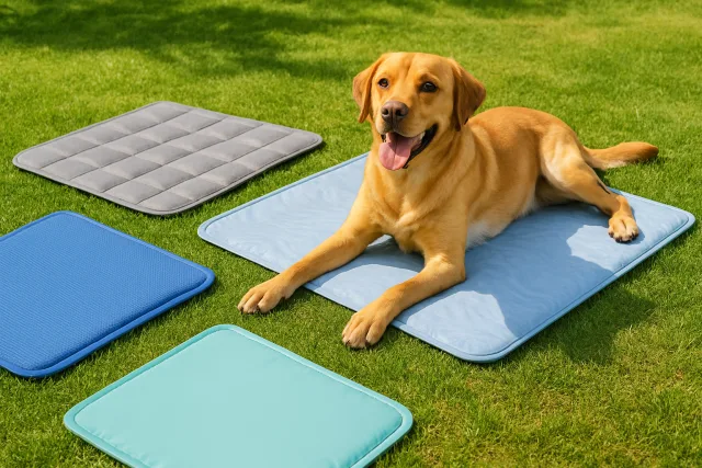 Dog cooling mats for pets in outdoor setting