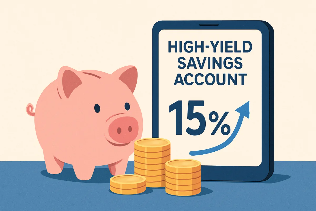 High Yield Savings Accounts concept with piggy bank and coins