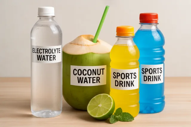 Best hydration drinks including electrolyte water, coconut water, and sports drinks.