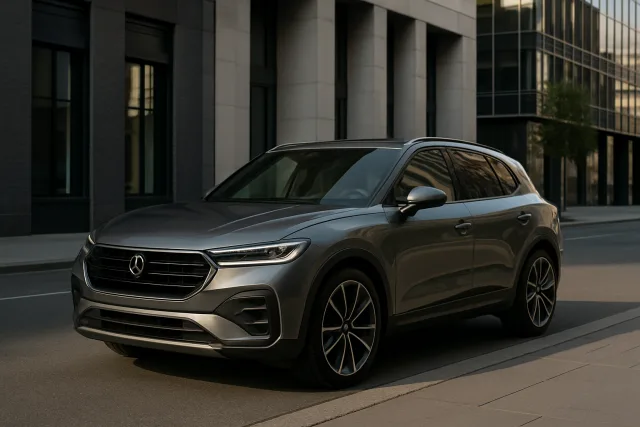 Luxury SUVs in an urban environment