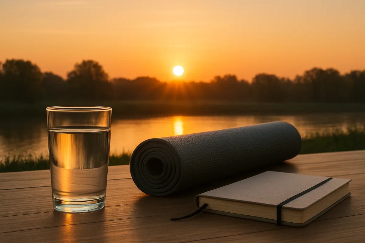 morning routine ideas with yoga mat and journal