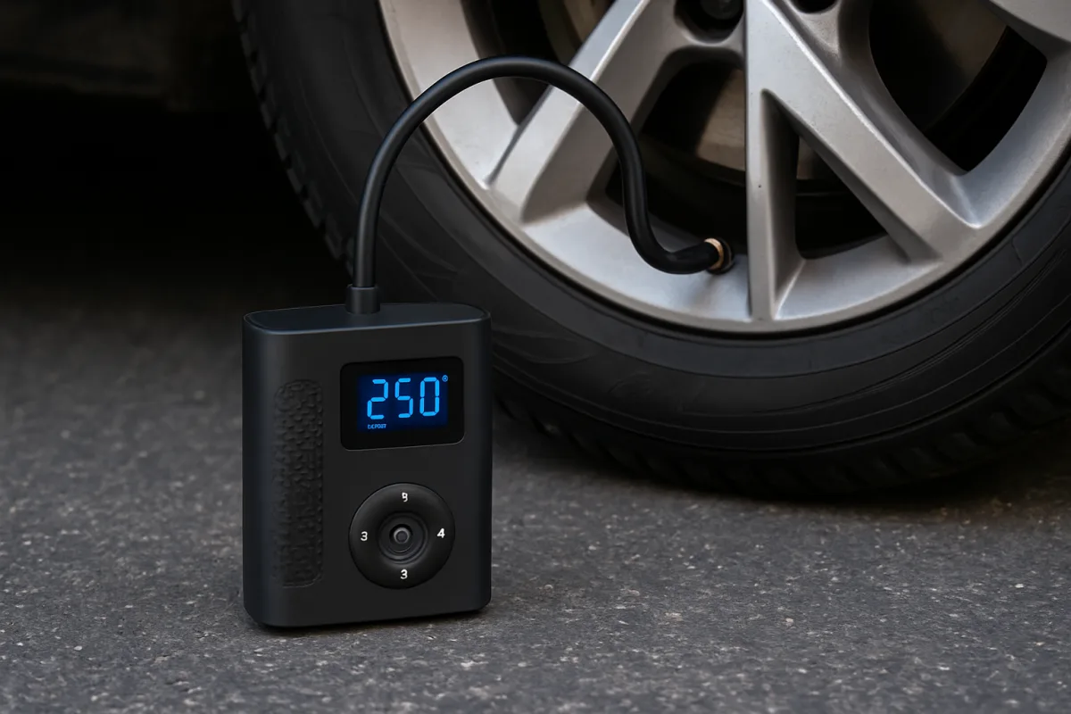 Portable tire inflators for vehicle maintenance