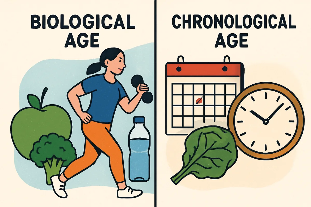 Illustration of Biological Age vs Chronological Age concepts