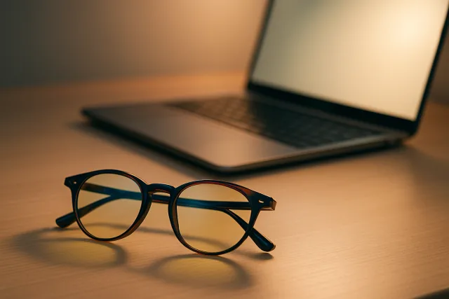 Blue Light Blocking Glasses on a desk