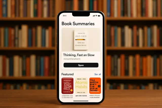 Book summary apps interface on a smartphone