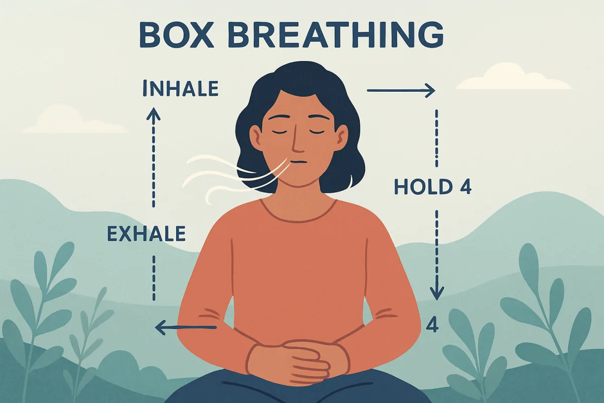 Box breathing technique for stress relief