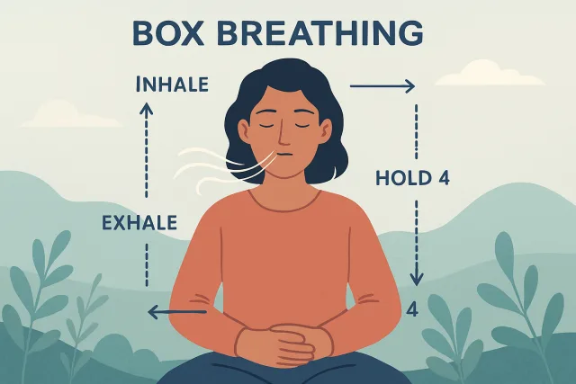 Box breathing technique for stress relief