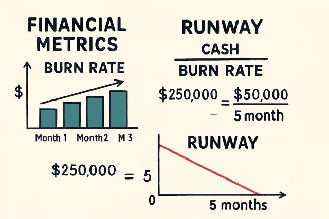 Burn rate and runway financial metrics