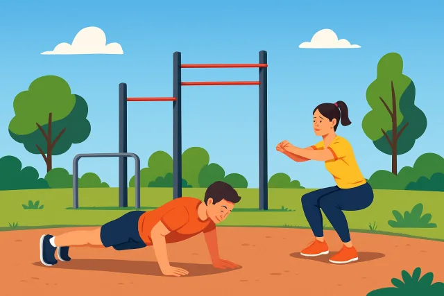 Calisthenics For Beginners performing bodyweight exercises