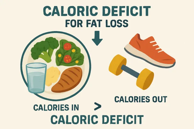 Caloric deficit for fat loss concept illustration