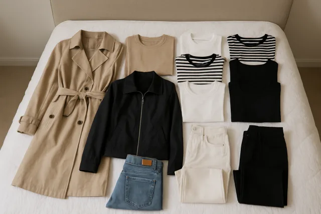 Capsule wardrobe for travel featuring versatile clothing