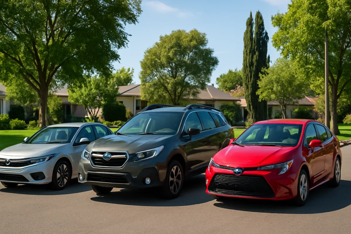 Cars that are cheapest to insure, including Honda Civic and Subaru Outback.