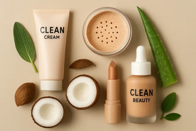 Clean makeup brands showcasing natural ingredients