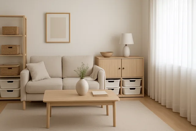 Decluttered home organization space