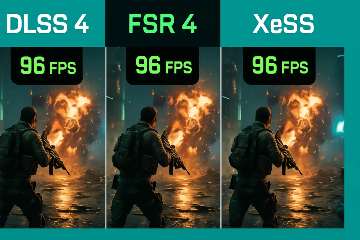 Comparison of DLSS 4, FSR 4, and XeSS in gaming technology.