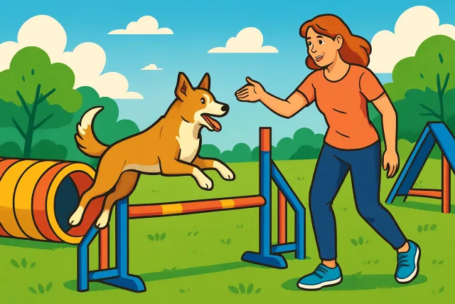 Dog agility training for beginners with equipment