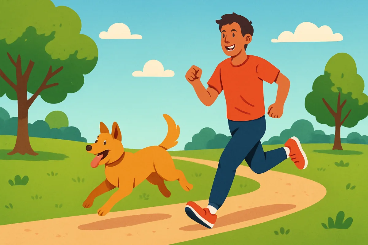 Dog running partners in a park