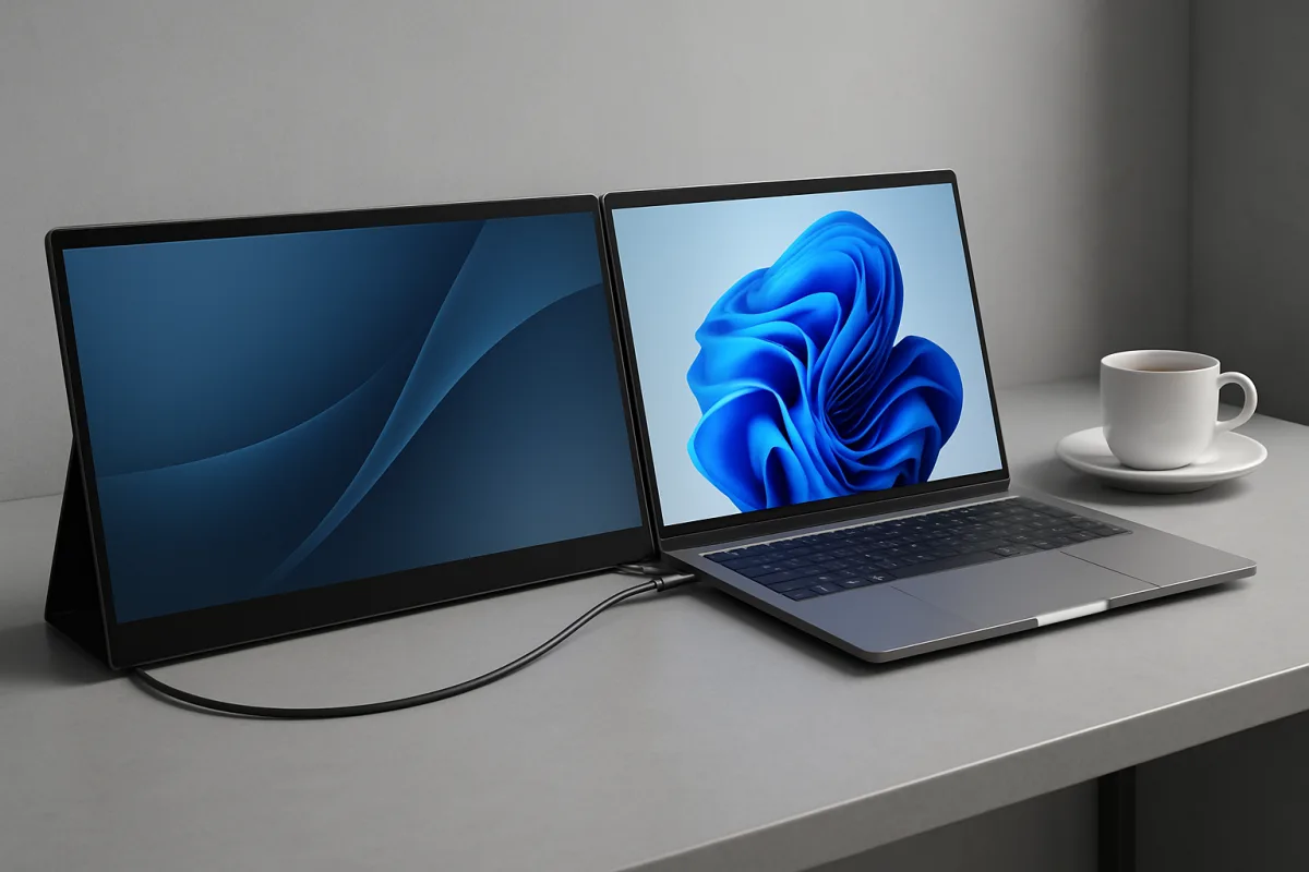Dual Screen Portable Monitors setup for productivity