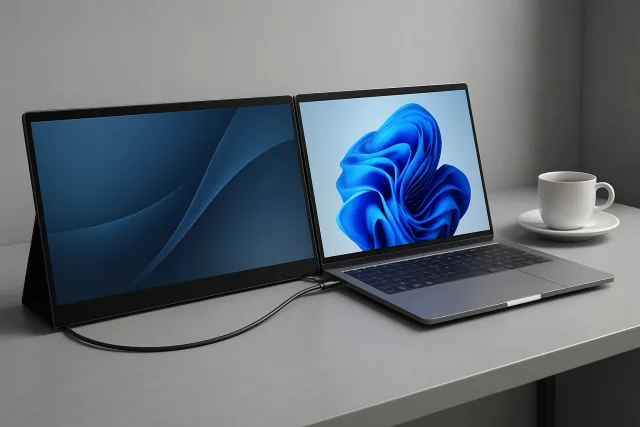 Dual Screen Portable Monitors setup for productivity