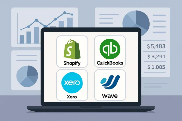 E-commerce Accounting Apps displayed on a laptop screen