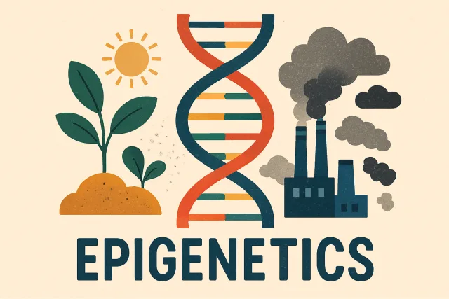 Illustration of epigenetics with DNA and environmental influences