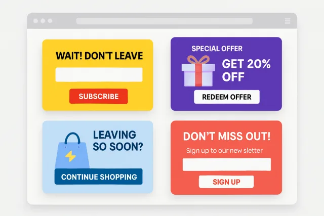 Exit intent popups on a website