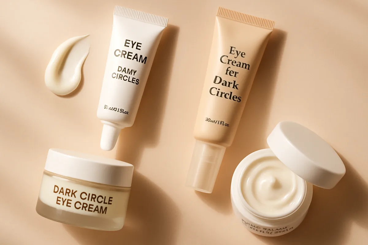 Eye creams for dark circles displayed aesthetically