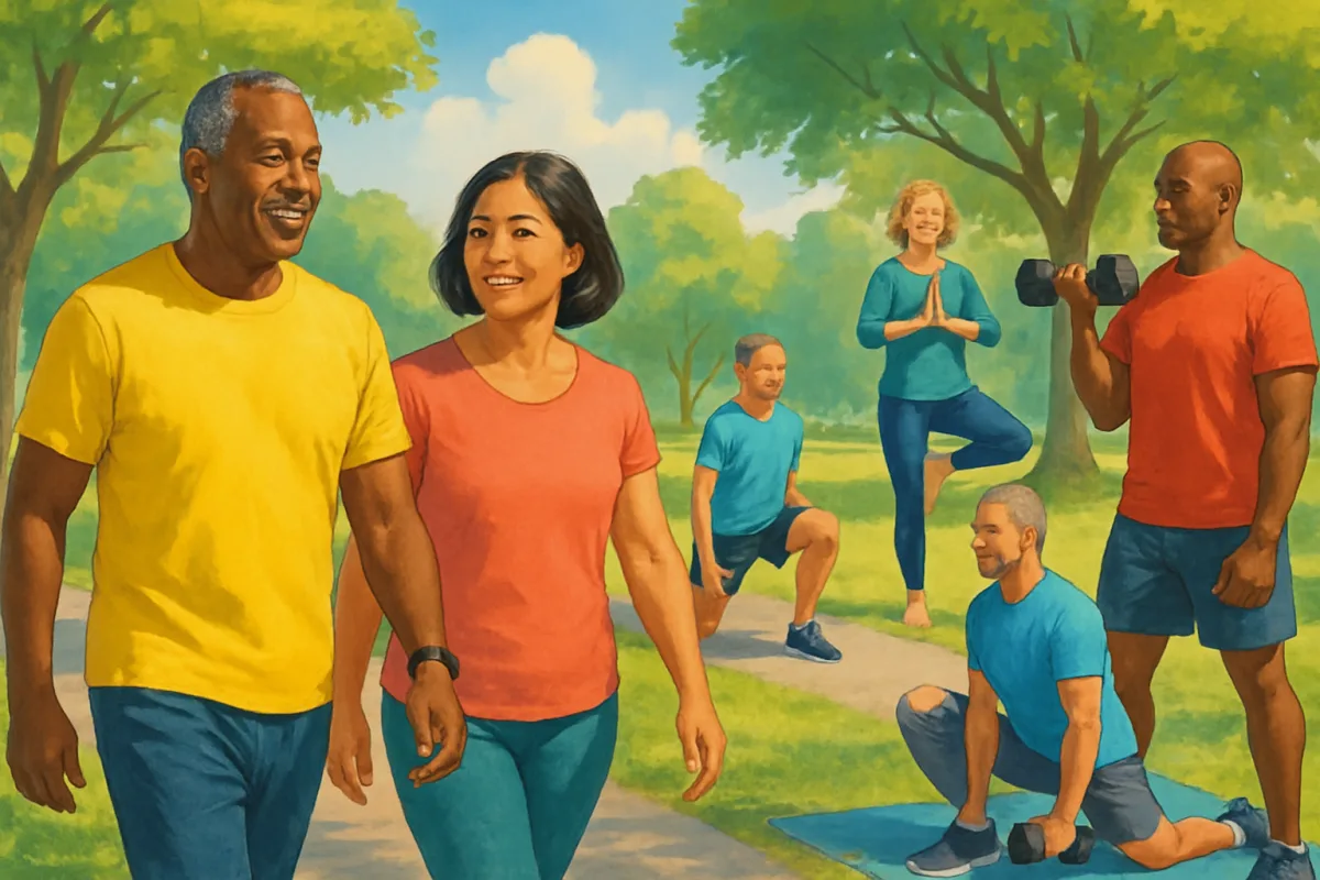 Fitness for people over 40 engaging in various activities