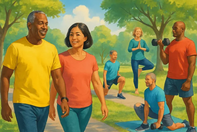 Fitness for people over 40 engaging in various activities