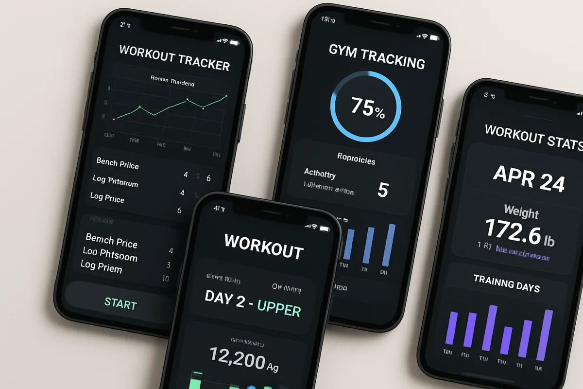 Gym Workout Progress Apps displayed on mobile devices