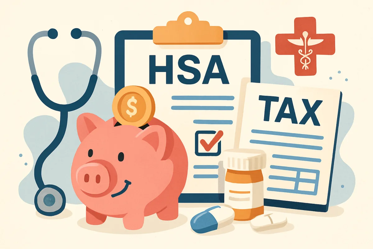 Health Savings Account concept with financial and medical elements