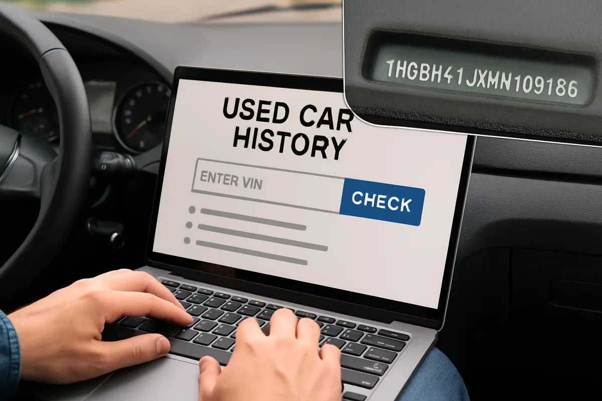 Checking a used car history using VIN