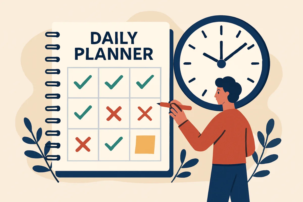 Creating a better routine with a planner and clock