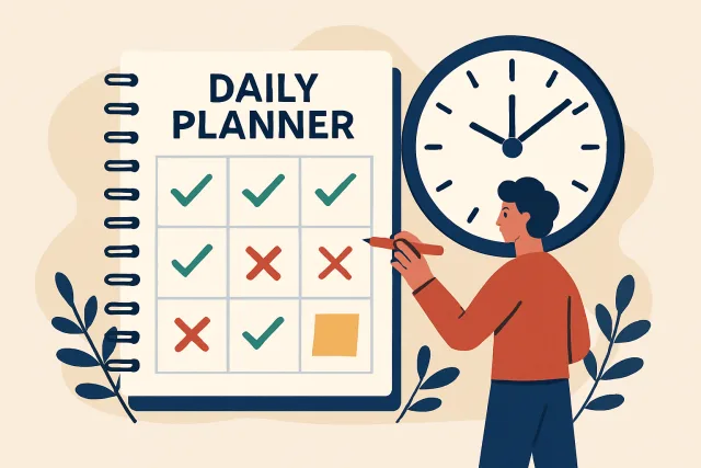 Creating a better routine with a planner and clock