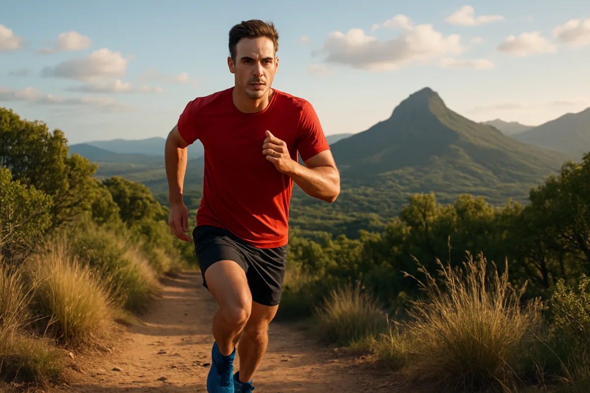 Runner improving stamina on a scenic trail