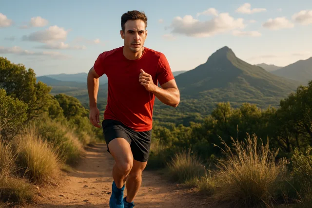 Runner improving stamina on a scenic trail
